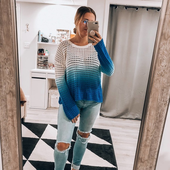 Good Luck Gem Sweaters - Good Luck Gem Ombre Open Knit Sweater Medium NWT